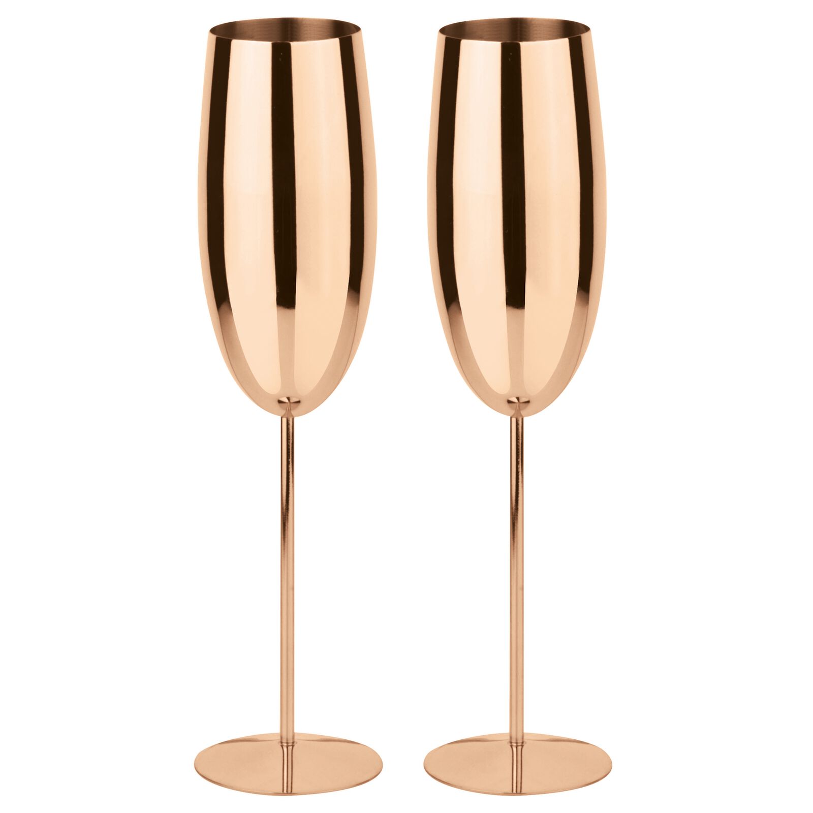 SET 2 FLUTES CHAMPAGNE COPPER INOX LOOK PADERNO