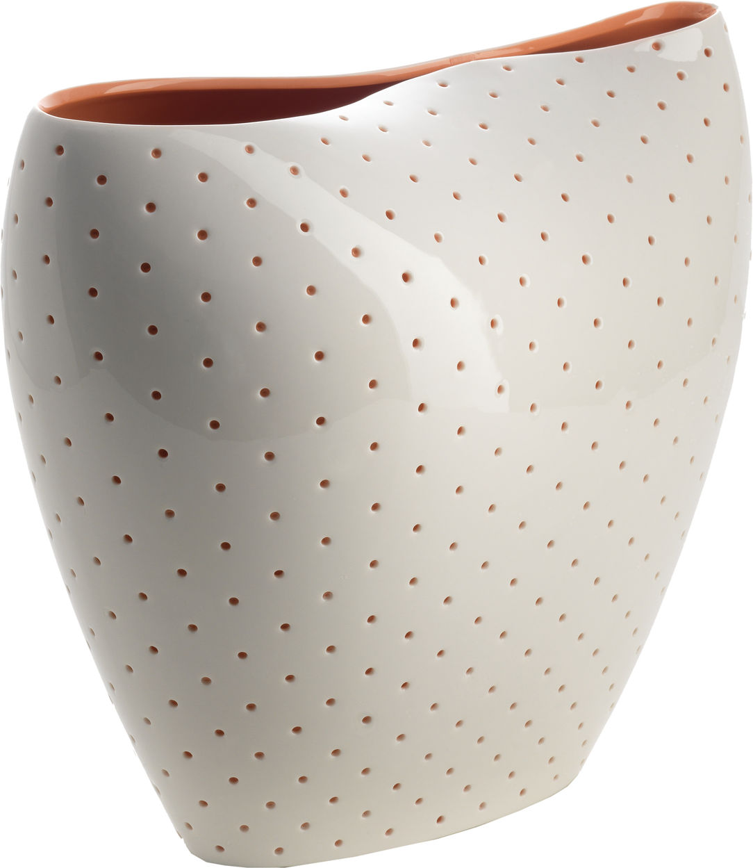 VASO FIORI ALDO IN PORCELLANA BIANCO INTERNO ARANCIO ALESSI